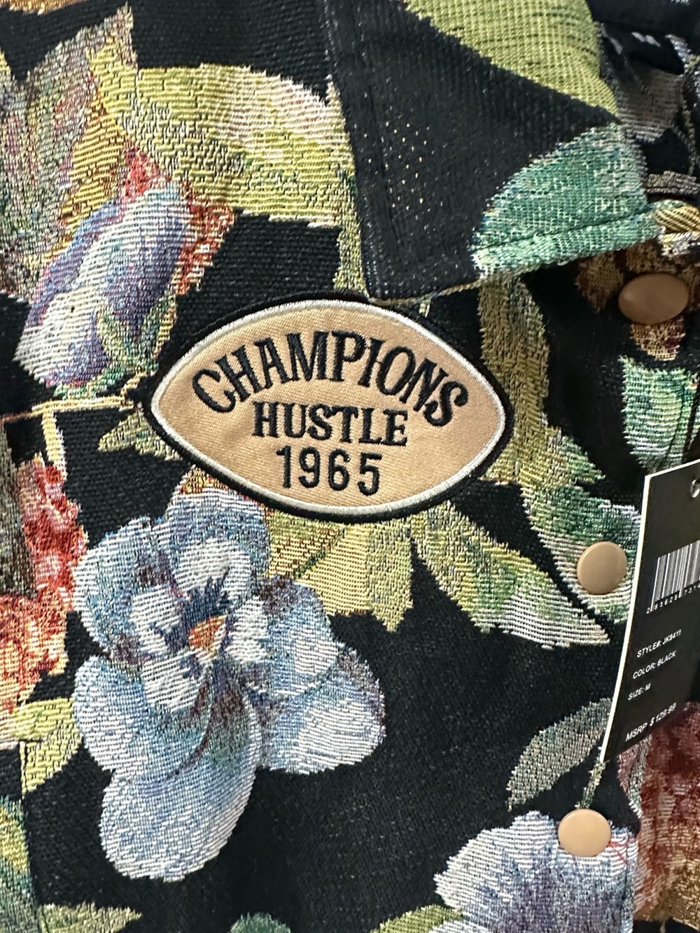 Red Fox NWT Floral Varsity Bomber Jacket in Black (mix39) - Picture 4 of 6